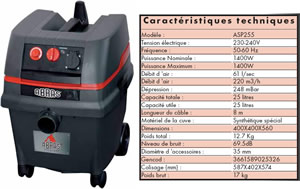 Aspirateur polypro synchro vibrant 25 litres ASP255