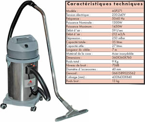 Aspirateur inox 27 litres ASP271