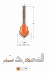 Fraise  rainurer en V - carbure CMT Orange tools