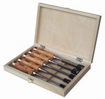 Coffret bois de 5 ciseaux  bois manche bois  6  25 mm Outifrance