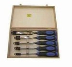 Coffret bois 5 ciseaux  bois manche bois  6  25 mm Emile Peyron