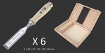 Coffret bois de 6 ciseaux à bois polie – manche bois de charme - 6 à 26 mm MHG