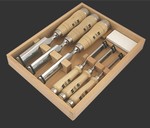 Coffret bois de 6 ciseaux  bois pour charpentiers + pierre - Bois de charme - 10  40 mm MHG