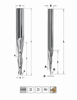 Fraise carbure spirale ascendante Z2-Z3 CMT Orange Tools