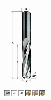 Fraise carbure  coupe hlicodale positive brise copeau et chanfrein 60 pour serrures Z3 CMT Orange Tools