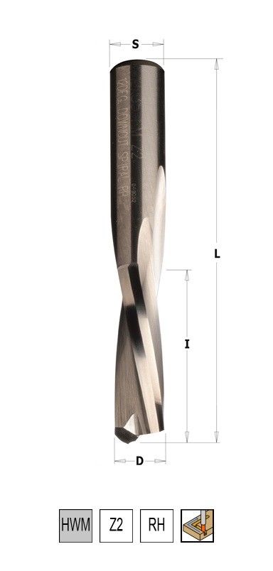 CMT : Fraise 20 mm Longue coupe hélicoïdale négative 3 tranchants