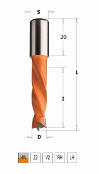 Mche  tourillonner carbure borgne  57,5 mm 4 gorges CMT Orange Tools