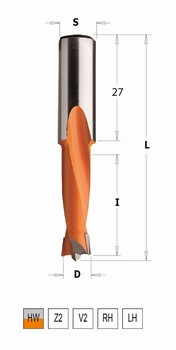 Mche  tourillonner carbure borgne  57,5 mm 2 gorges CMT Orange Tools