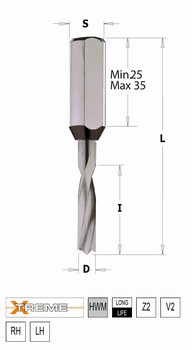 Mche  tourillonner carbure micrograin borgne  57,5 mm - Xtreme CMT Orange Tools