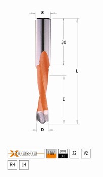 Mche  tourillonner carbure borgne  70 mm 2 gorges - Xtreme CMT Orange Tools