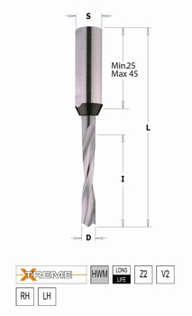 Mche  tourillonner carbure micrograin borgne  70 mm - Xtreme CMT Orange Tools