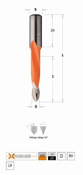 Mche  tourillonner carbure dbouchant  70 mm Xtreme CMT Orange Tools