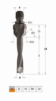 Mche  queue filete avec fraisoir  Queue M10-11x4 CMT Orange Tools