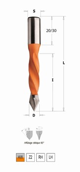 Mèche à tourillonner carbure débouchant – 115 mm 4 gorges CMT Orange Tools