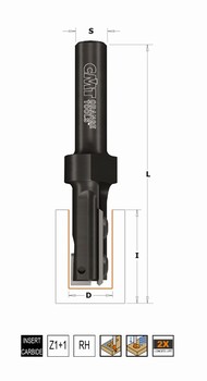 Fraise plaquette carbure coupe droite pour percer et affleurer Z1+1 pour C.N CMT Orange Tools