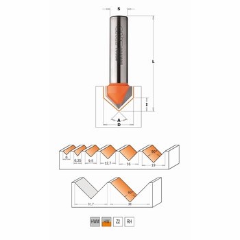 Fraise  rainurer en V 90 degrs - carbure