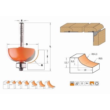 CMT Orange Tools 906.096.11 Fraise de défonceuse HM S 8 mm 9,5 x 12,7 mm :  : Bricolage