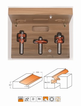 Jeu de fraises rglables pour joints tenon et mortaise - carbure