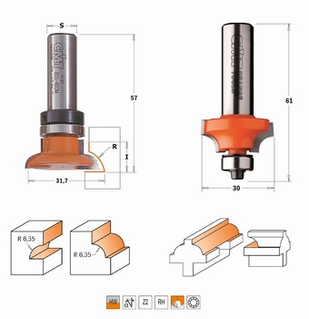 Jeu de 2 fraises profiles pour portes et fentres - carbure