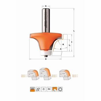 Fraise quart de rond pour matriaux composites - carbure - roulement