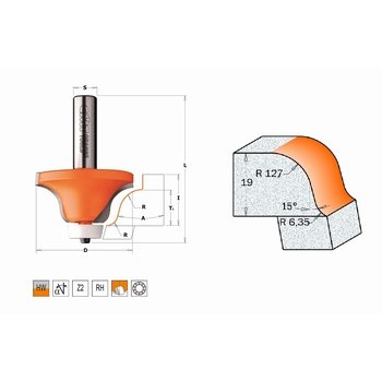 Fraise quart de rond pour matriaux composites - carbure - roulement