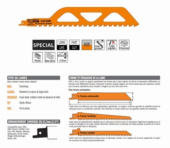 Lame scie sabre 305 mm  brique taille moyenne