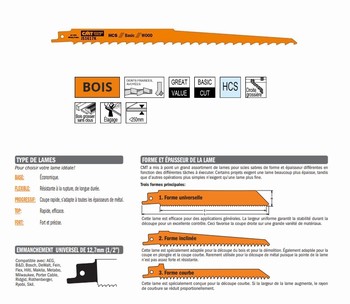 Lame scie sabre 300 mm  bois grossier, sans clous, lagage de bois vert