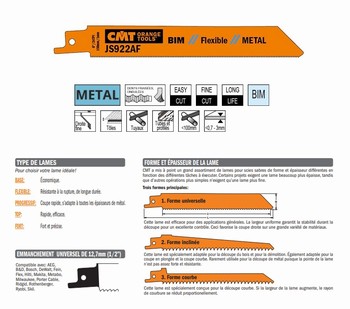 Lame scie sabre 150 mm  tle, tuyau, profil mince