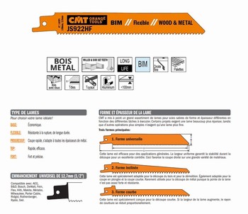 Lame scie sabre 150 mm  palettes, clous, tle, alu