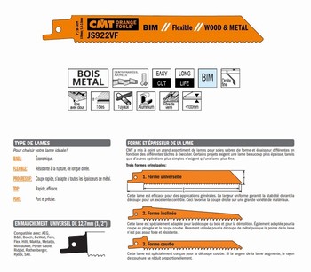 Lame scie sabre 150 mm  clous, tle, alu, fibre de verre, poxy