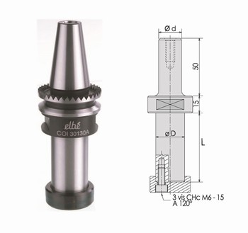 Arbre porte-fraise ISO30  couronne crante pour machine SCM Elbe