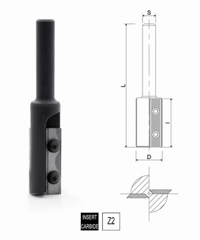 Fraise  dfoncer FOZ plaquette rversible carbure 2 coupes - Queue 12 mm