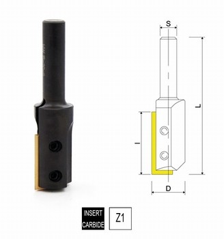 Fraise  dfoncer FOZ plaquette rversible carbure 1 coupe - Queue 8 mm