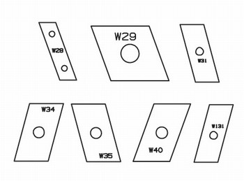 Plaquettes carbure chanfrein pour porte outils de toupie ELBE