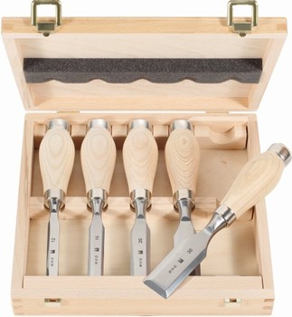 Coffret bois de 5 ciseaux  bois courts polie  Manche bois - 12  30 mm