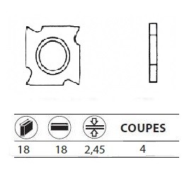 Boite de 10 plaquettes rversibles au carbure 18x18x2,45 mm