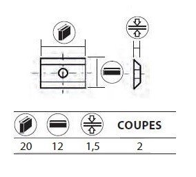 Boite de 10 plaquettes rversibles au carbure 20x12x1,5 mm