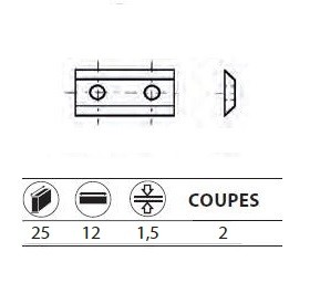 Boite de 10 plaquettes rversibles au carbure 25x12x1,5 mm