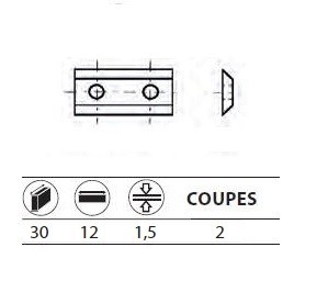 Boite de 10 plaquettes rversibles au carbure 30x12x1,5 mm