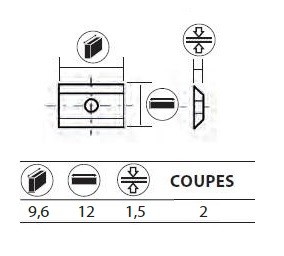 Boite de 10 plaquettes rversibles au carbure 9,6x12x1,5 mm