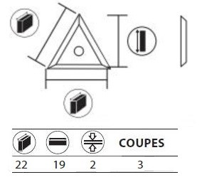 Boite de 10 plaquettes rversibles au carbure 22x19x2,0 mm