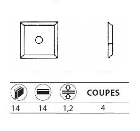 Boite de 10 plaquettes rversibles au carbure 14x14x1,2 mm