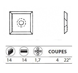 Boite de 10 plaquettes rversibles au carbure 14x14x1,7 22 mm