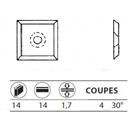 Boite de 10 plaquettes rversibles au carbure 14x14x1,7 30 mm