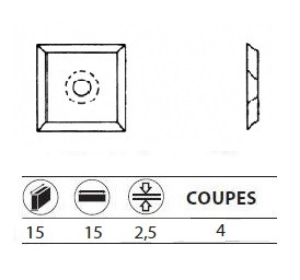 Boite de 10 plaquettes rversibles au carbure 15x15x2,5 mm