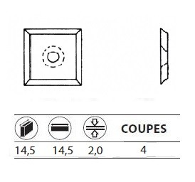 Boite de 10 plaquettes rversibles au carbure 14,5x14,5x2,0 mm