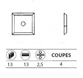 Boite de 10 plaquettes rversibles au carbure 13x13x2,5 mm