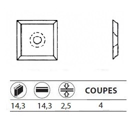 Boite de 10 plaquettes rversibles au carbure 14,3x14,3x2,5 mm