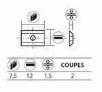 Boite de 10 plaquettes rversibles au carbure 7,5x12x1,5 mm Leman