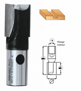 Mche  rainer droite Filetage intrieur M10  - Carbure